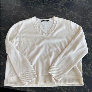 Jenni Kayne Cotton Cream V-Neck Women's Sweater
